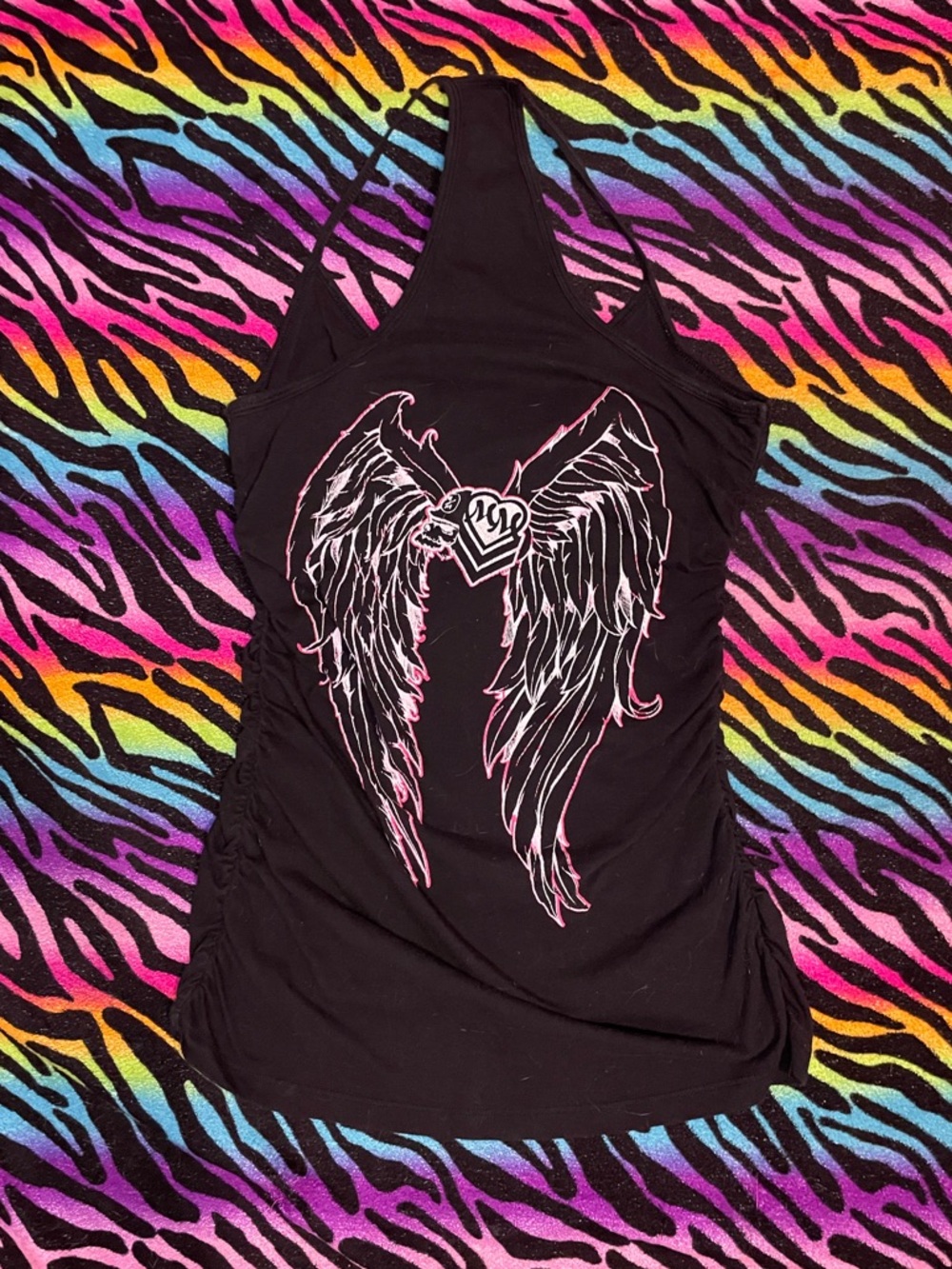 Y2k grunge goth rare 2000s Metal Mulisha Racerback Tank with Wing Heart Graphic